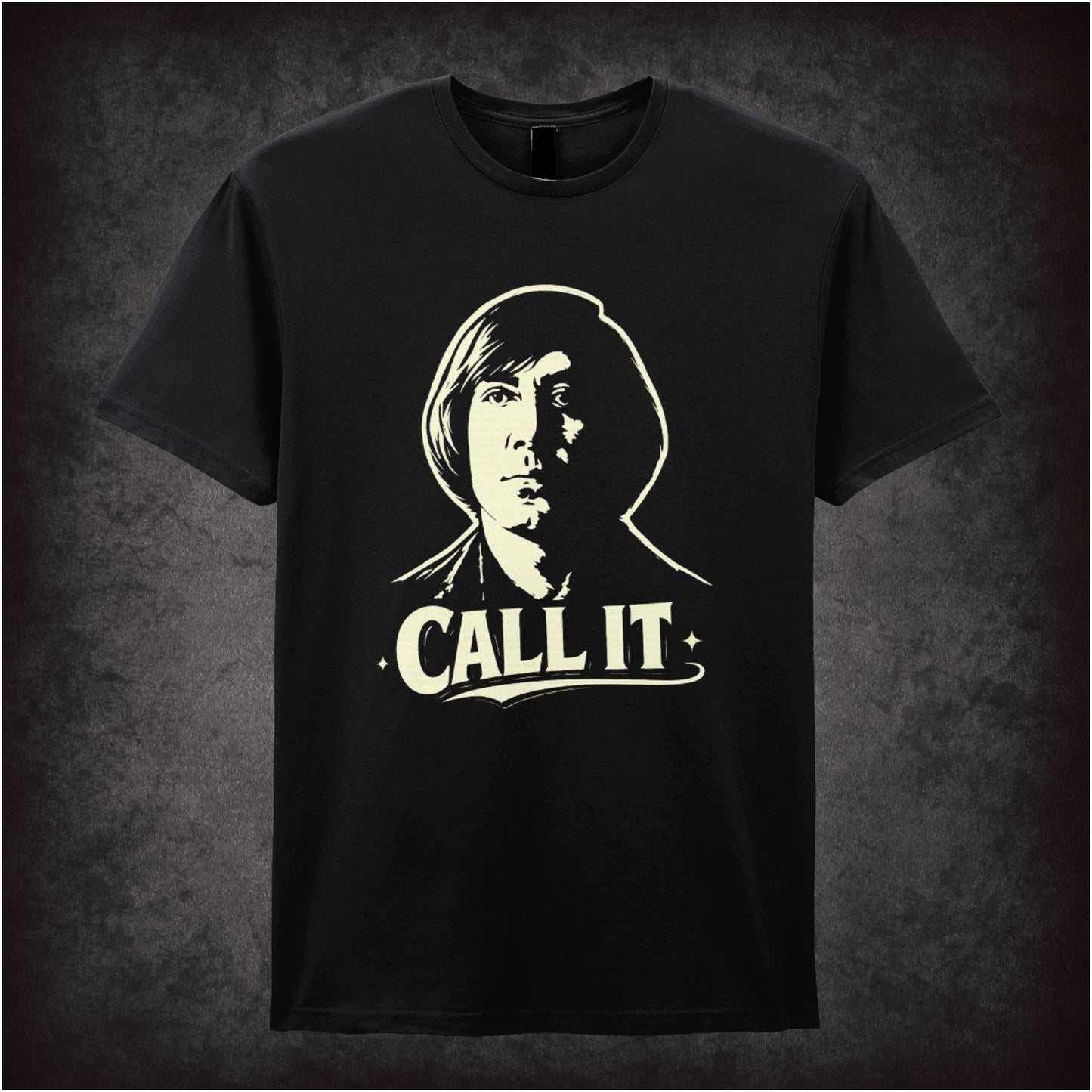 ‘Call it’ coin toss quote T-shirt in black from No Country for Old Men
