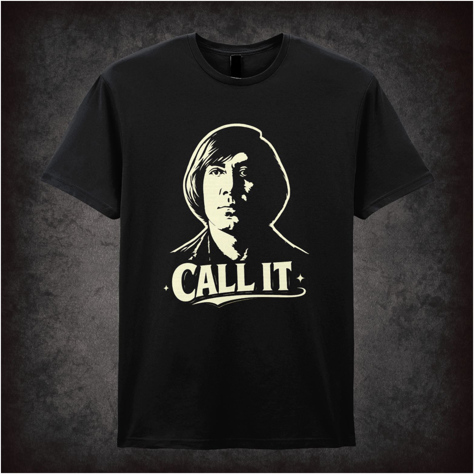 ‘Call it’ coin toss quote T-shirt in black from No Country for Old Men