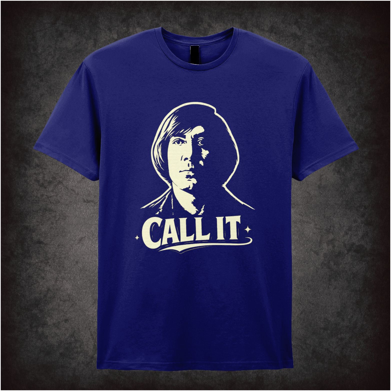 ‘Call it’ coin toss quote T-shirt in navy from No Country for Old Men