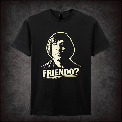 ‘Friendo? quote T-shirt in black from No Country For Old Men