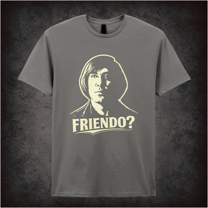 ‘Friendo? quote T-shirt in charcoal from No Country For Old Men