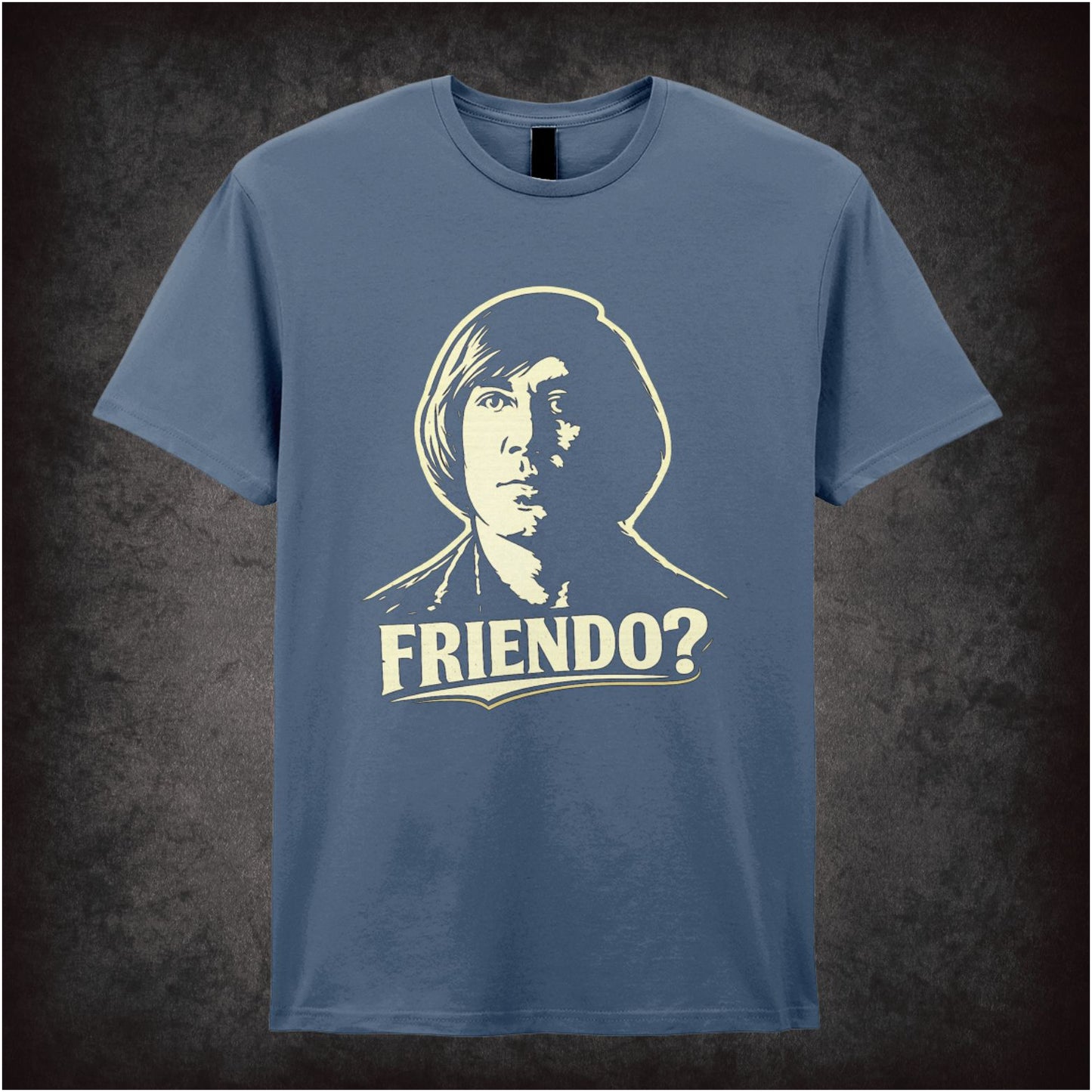 ‘Friendo? quote T-shirt in indigo from No Country For Old Men