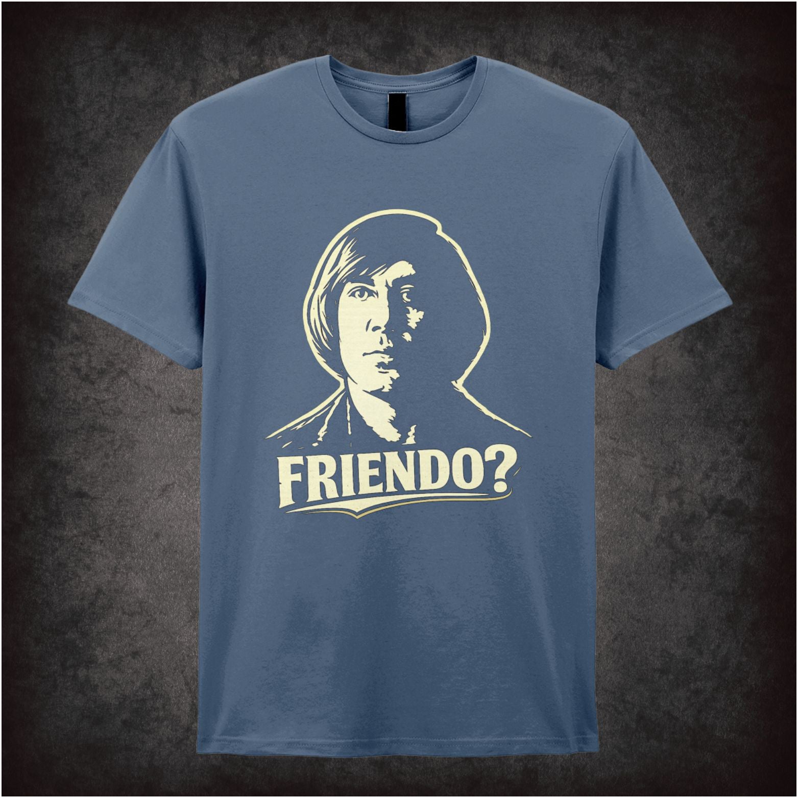 ‘Friendo? quote T-shirt in indigo from No Country For Old Men
