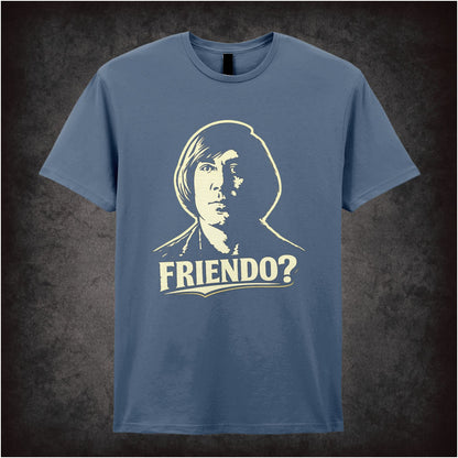 ‘Friendo? quote T-shirt in indigo from No Country For Old Men
