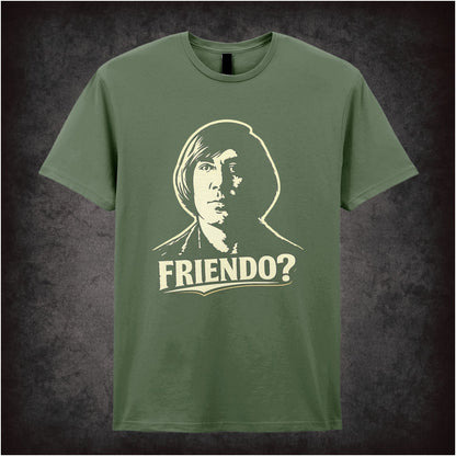 ‘Friendo? quote T-shirt in military green from No Country For Old Men