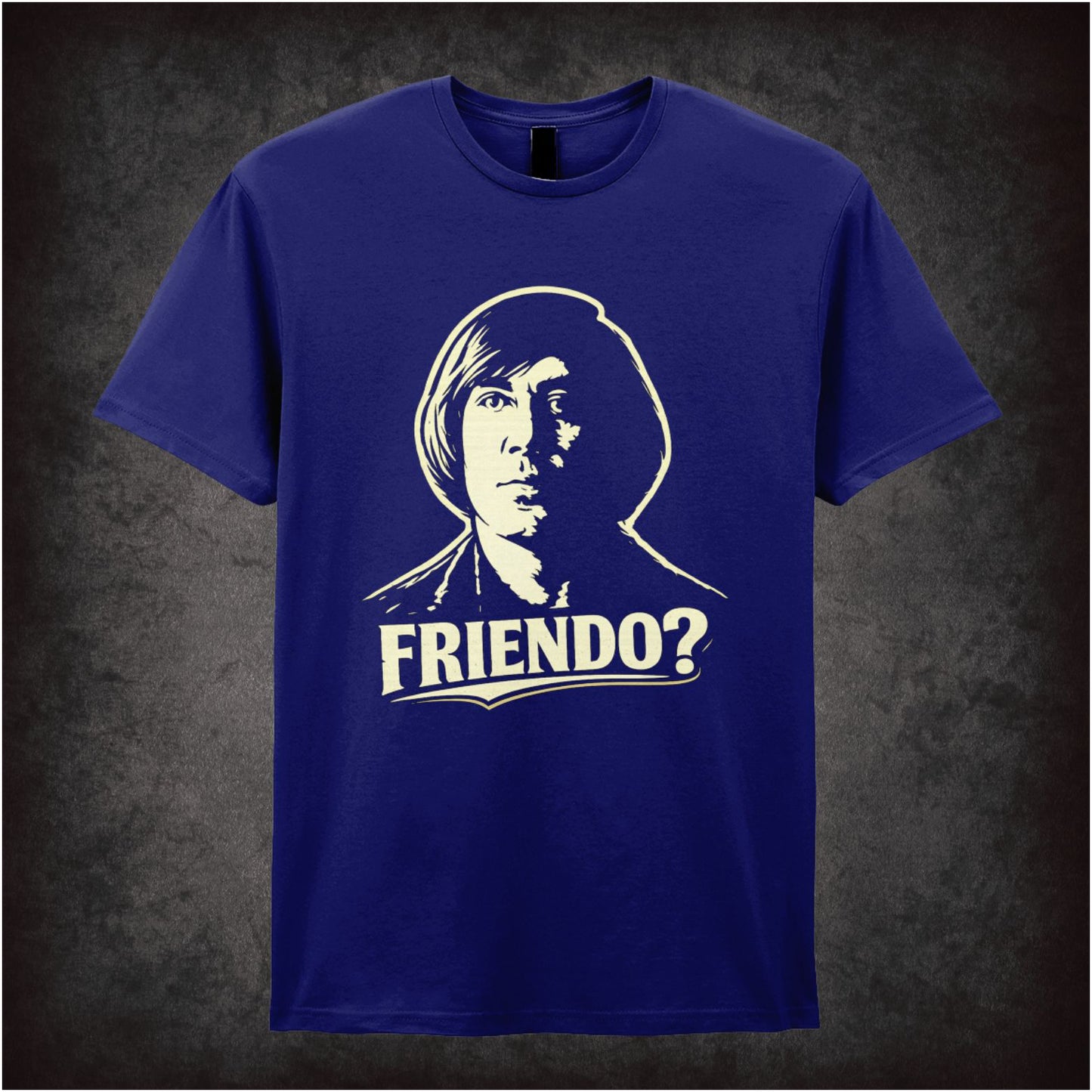 ‘Friendo? quote T-shirt in navy from No Country For Old Men