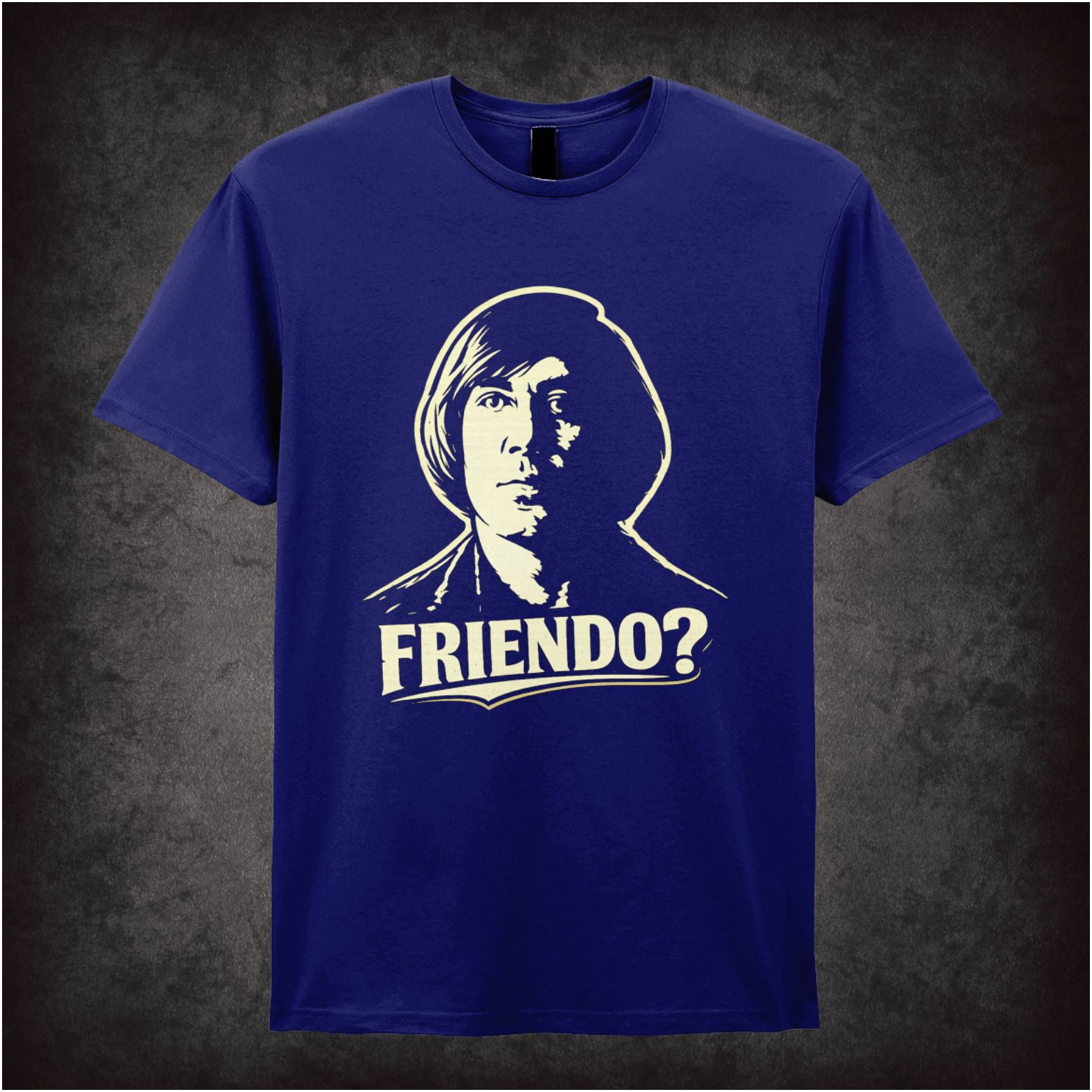 ‘Friendo? quote T-shirt in navy from No Country For Old Men