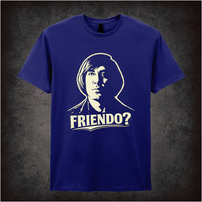 ‘Friendo? quote T-shirt in navy from No Country For Old Men