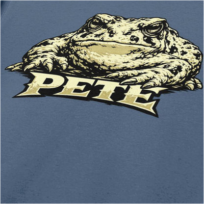 Pete as toad T-shirt close up in indigo from O Brother, Where Art Thou?