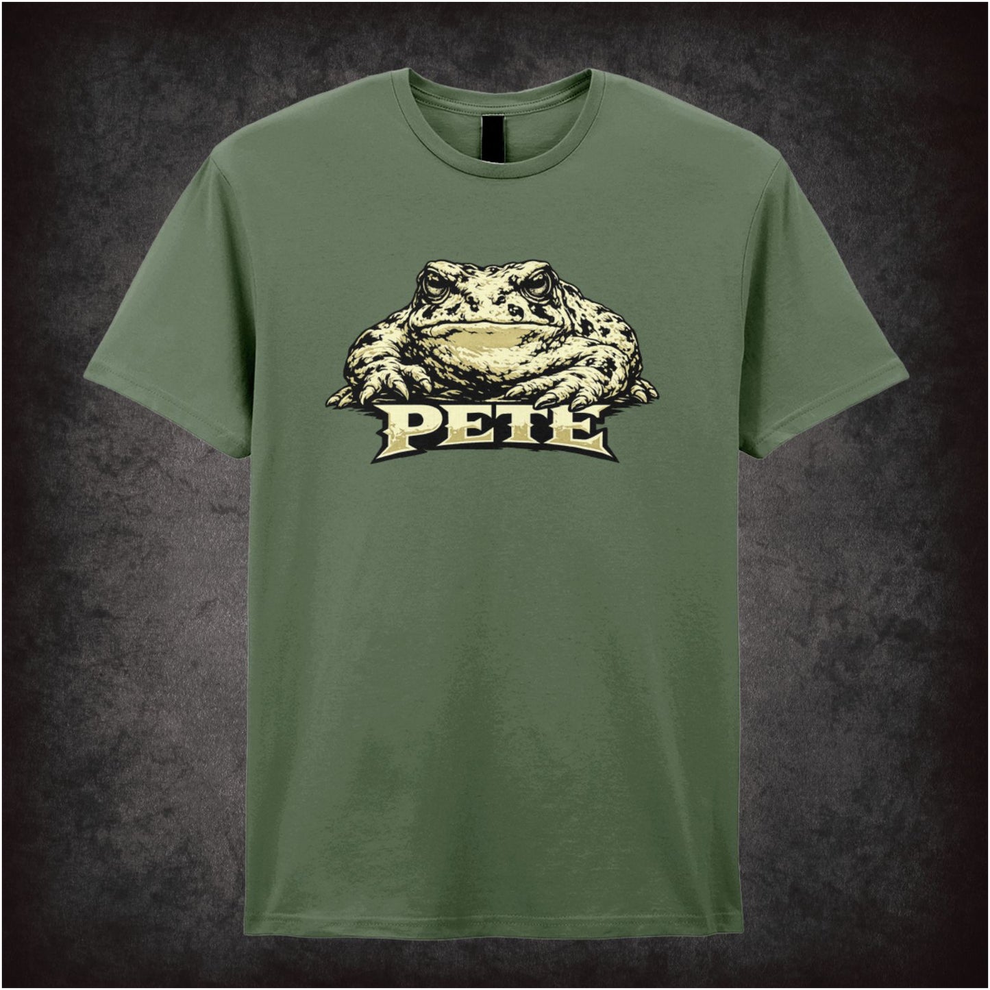 Pete as toad T-shirt in military green from O Brother, Where Art Thou?