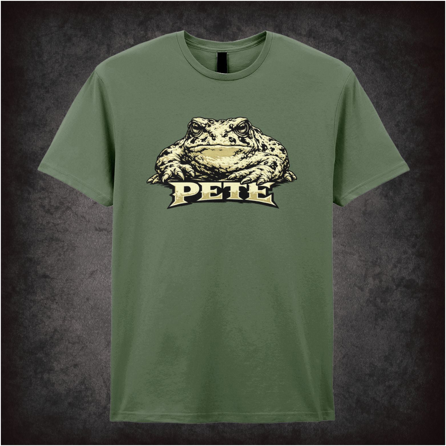 Pete as toad T-shirt in military green from O Brother, Where Art Thou?