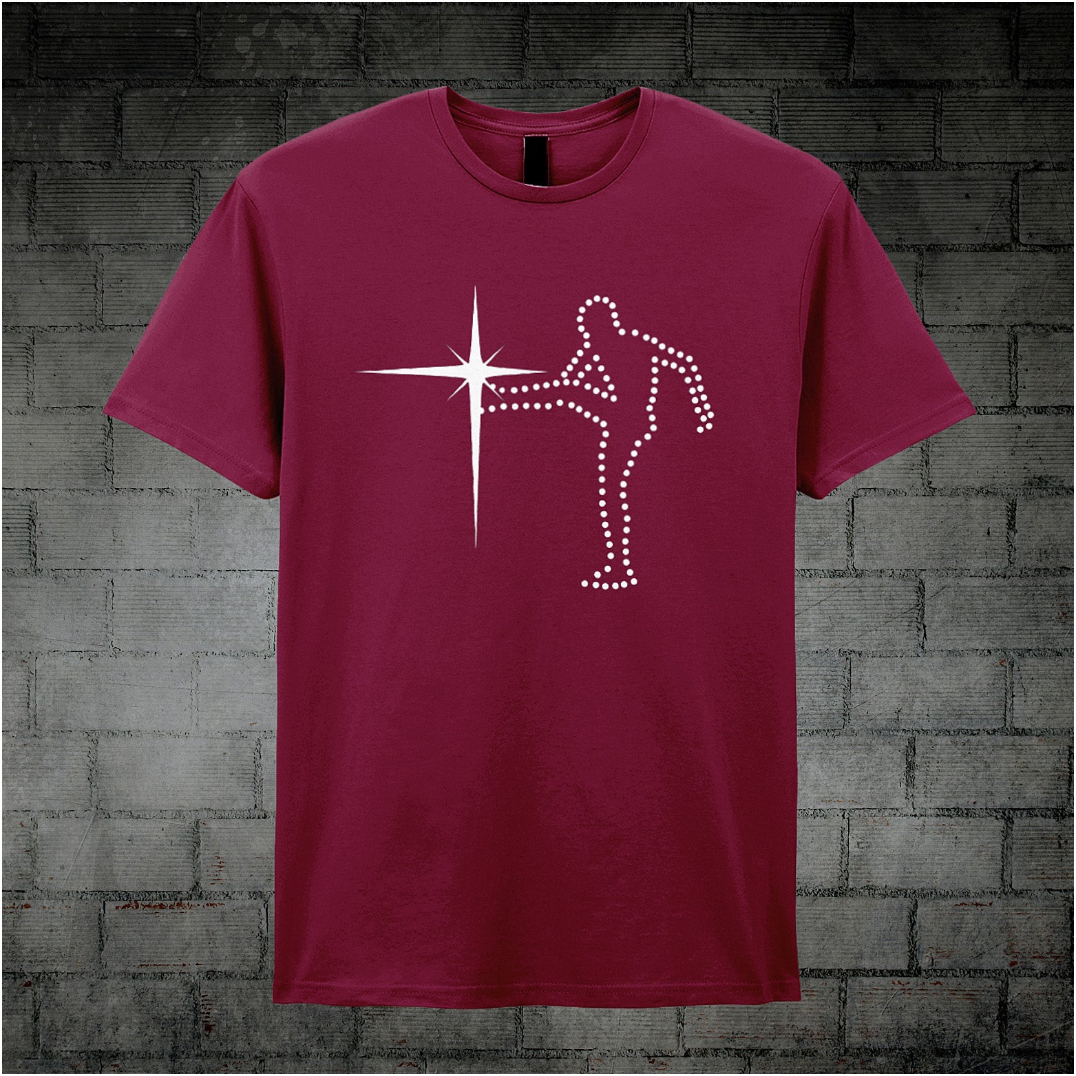 cardinal red unisex T-shirt featuring “Starkicker” design inspired by The Old Grey Whistle Test, with bold, vintage rock-style lettering.