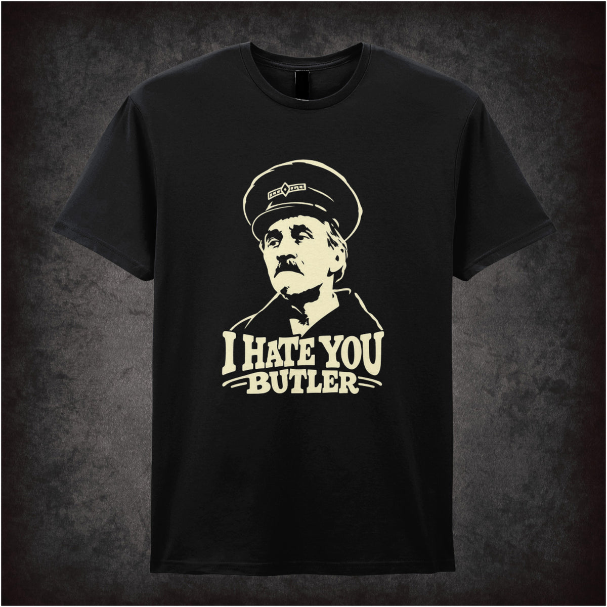 “Inspector Blake ‘I hate you Butler’ T-shirt in black from On the Buses”