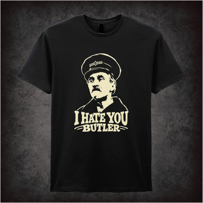 “Inspector Blake ‘I hate you Butler’ T-shirt in black from On the Buses”