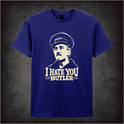 “Inspector Blake ‘I hate you Butler’ T-shirt in navy from On the Buses”