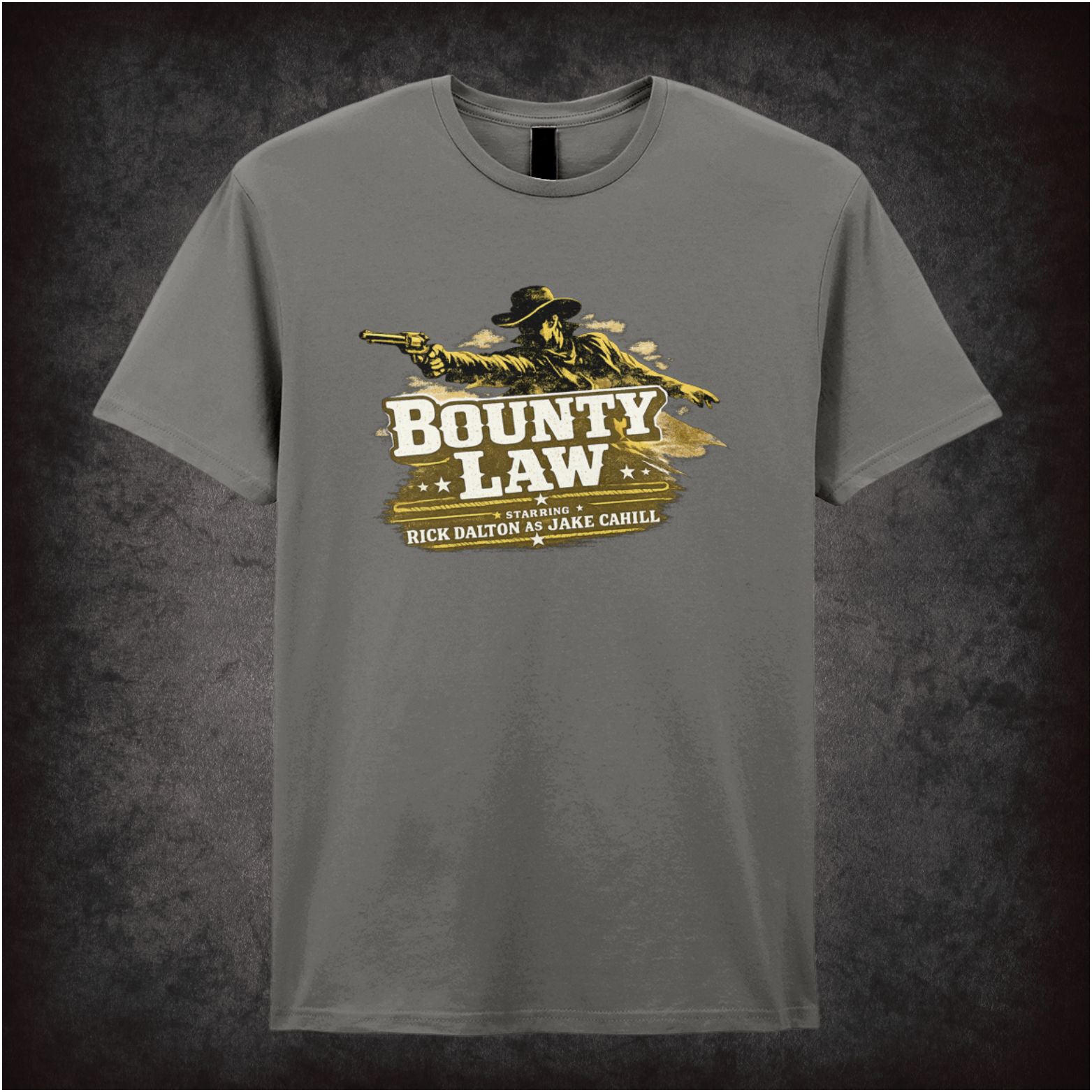 Bounty Law TV show logo T-shirt in charcoal from Once Upon a Time in Hollywood