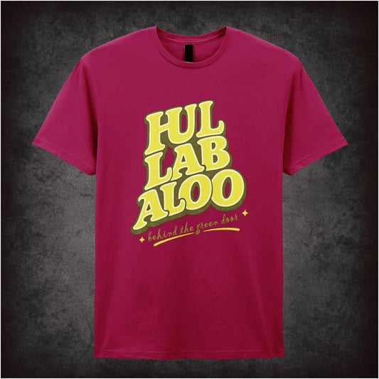 Hullabaloo T-shirt in cardinal red from Once Upon a Time in Hollywood