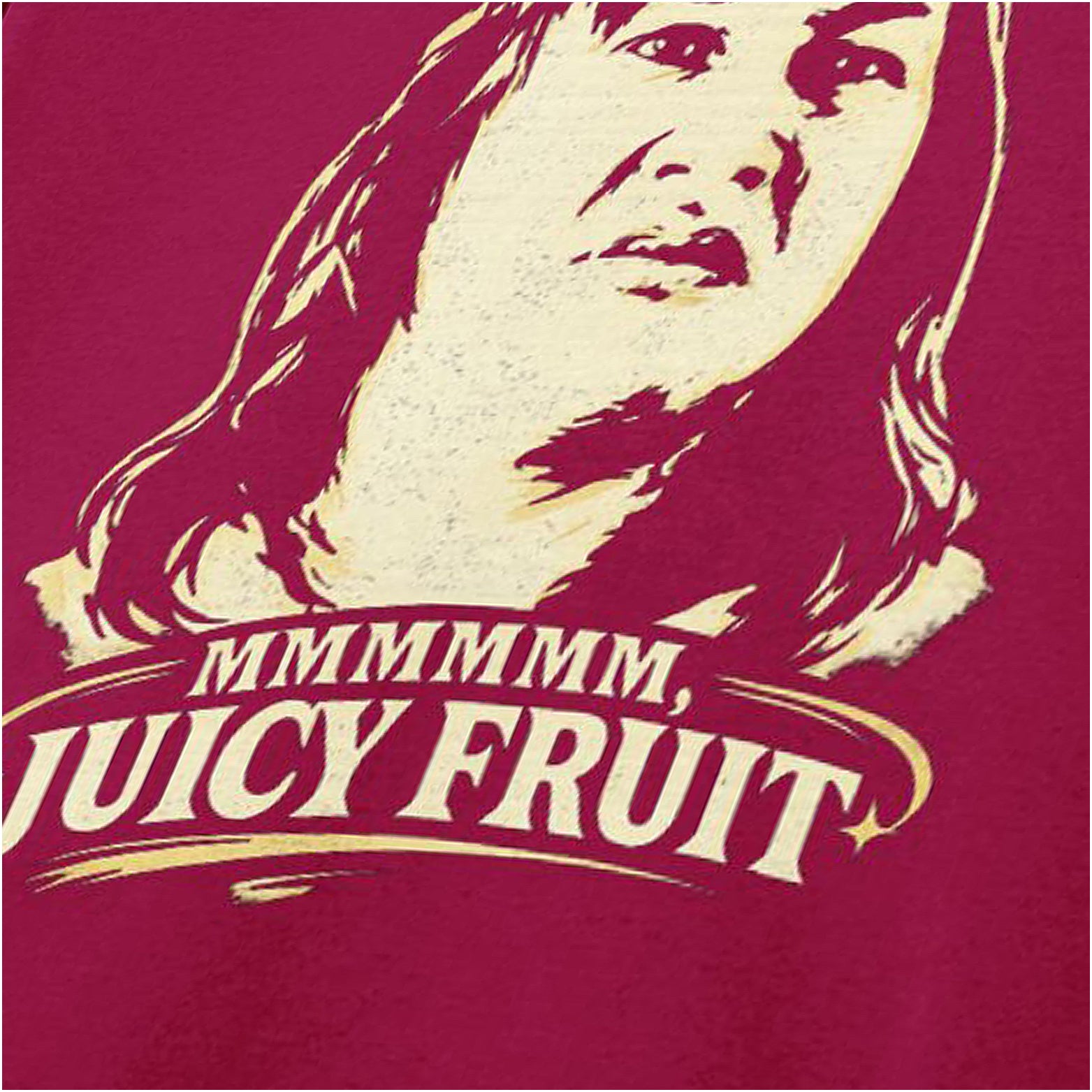 mmmm juicy fruit close up T-shirt in cardinal red from One Flew Over The Cuckoos Nest