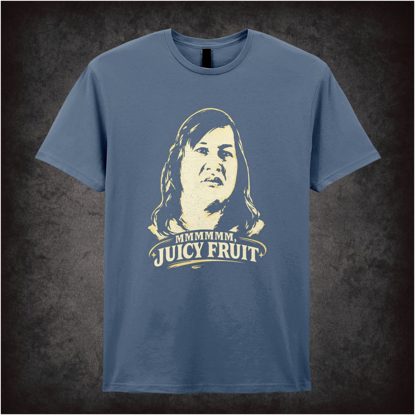 mmmm juicy fruit T-shirt in indigo from One Flew Over The Cuckoos Nest