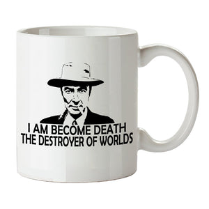 J Robert Oppenheimer Face Quote Inspired Mug - "I Am Become Death The Destroyer Of Worlds" Mug