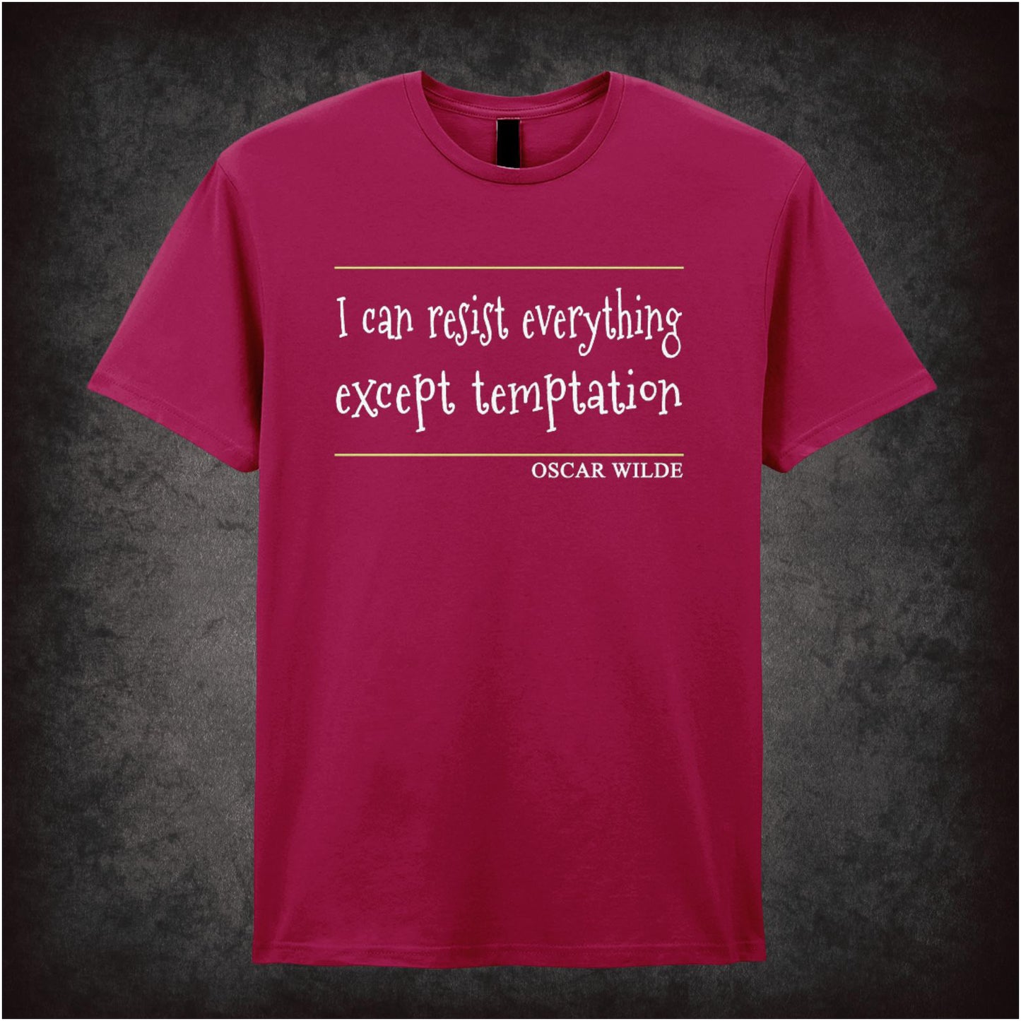 “Oscar Wilde ‘I can resist everything except temptation’ T-shirt from Oscar Wilde”