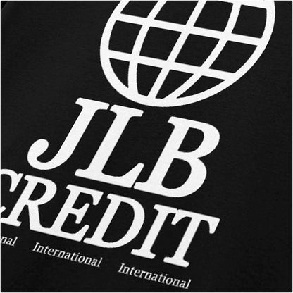 “‘JLB Credit’ close up T-shirt in black from Peep Show”