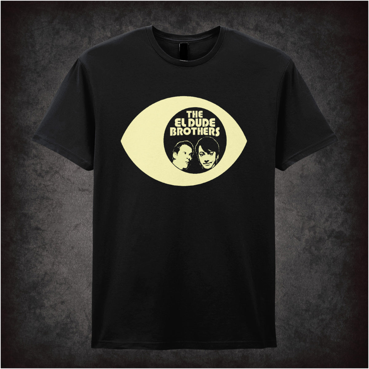 “‘The El Dude Brothers eye logo’ T-shirt in black from Peep Show”