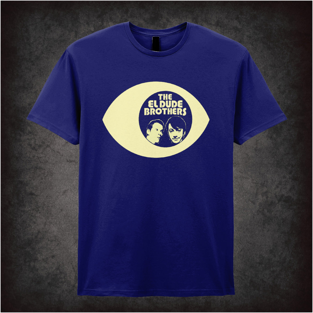 “‘The El Dude Brothers eye logo’ T-shirt in navy from Peep Show”