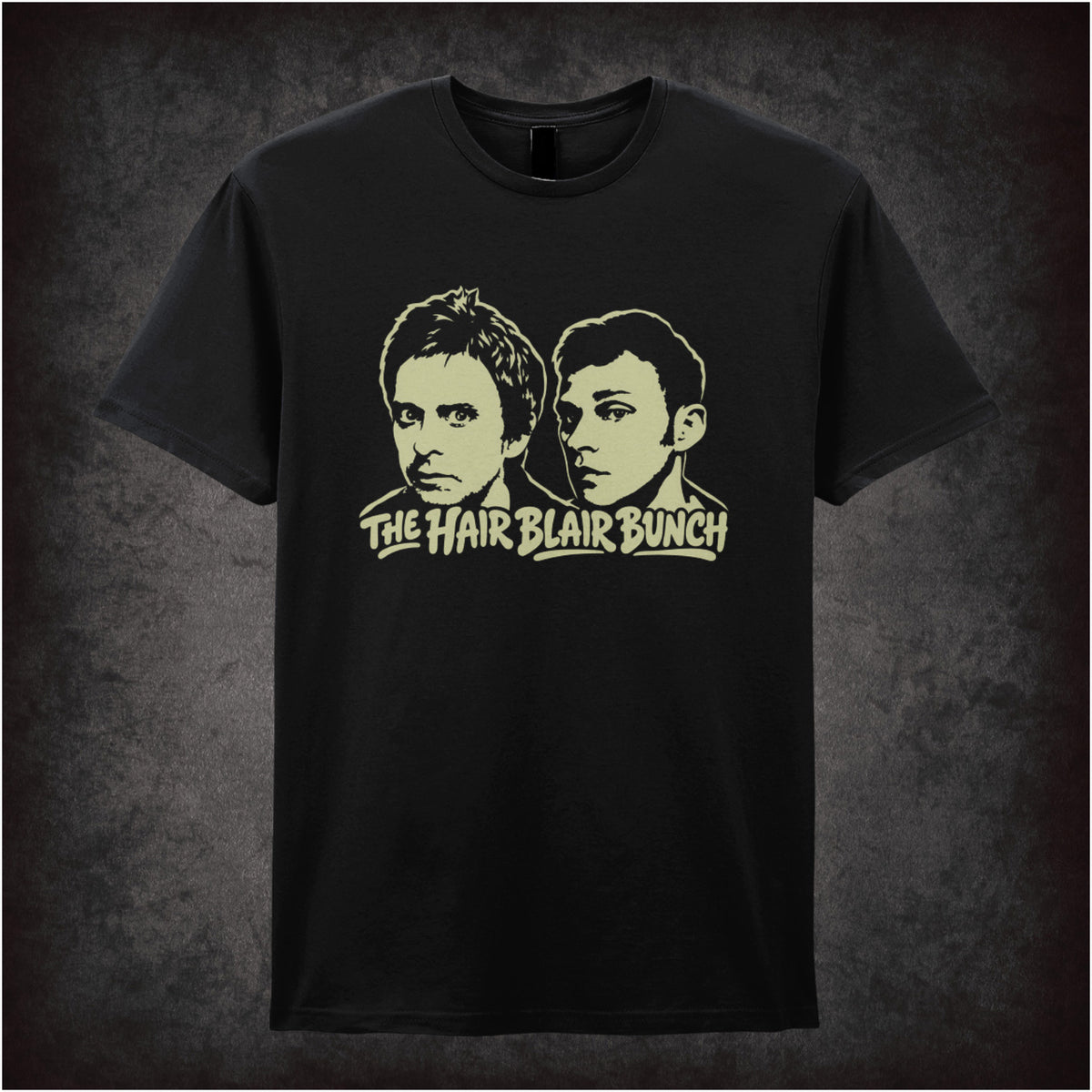 “Mark & Jeremy ‘The Hair Blair Bunch’ T-shirt in black from Peep Show”