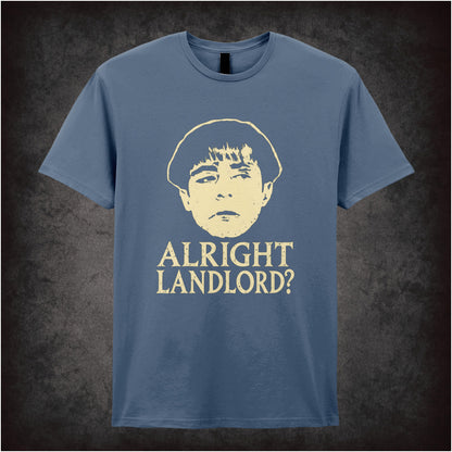 “Grumio ‘Alright landlord?’ T-shirt in indigo from Plebs”