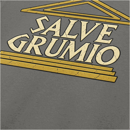 “‘Salve Grumio’ close up T-shirt in charcoal from Plebs”
