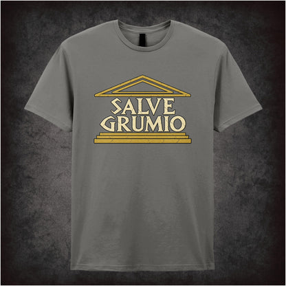“‘Salve Grumio’ T-shirt in charcoal from Plebs”