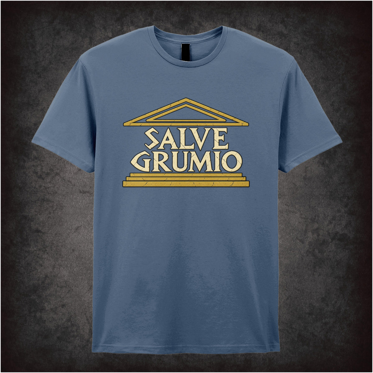 “‘Salve Grumio’ T-shirt in indigo from Plebs”