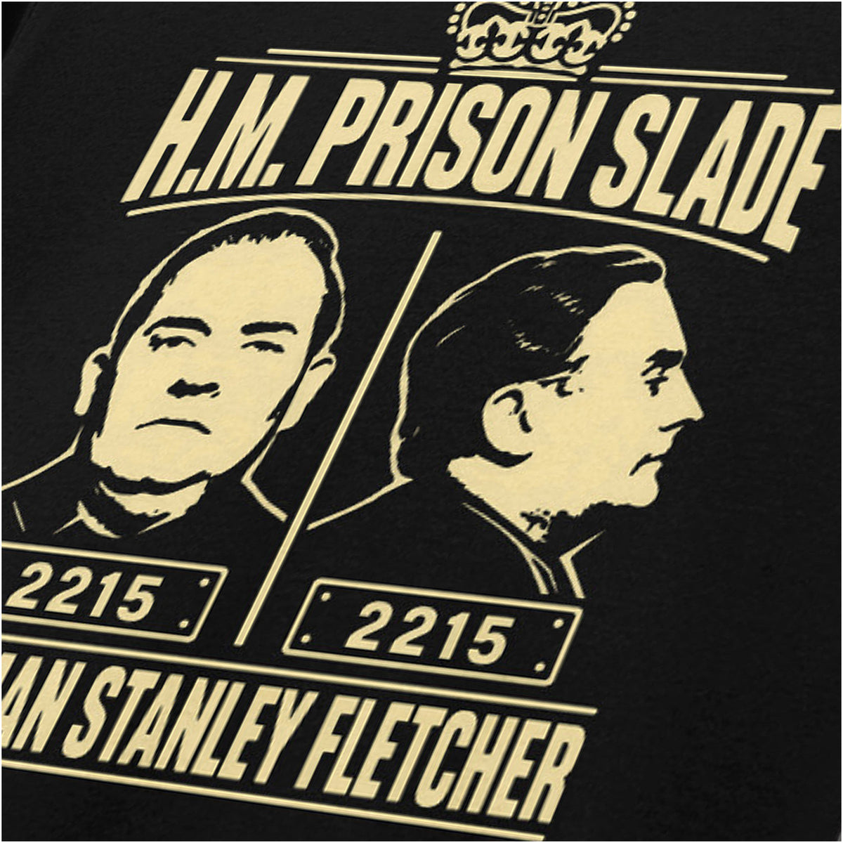 “Norman Stanley Fletcher ‘H.M. Prison Slade’ close up T-shirt in black from Porridge”