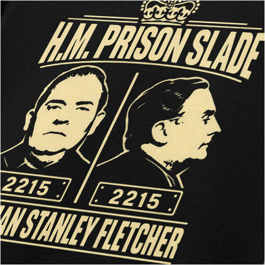“Norman Stanley Fletcher ‘H.M. Prison Slade’ close up T-shirt in black from Porridge”