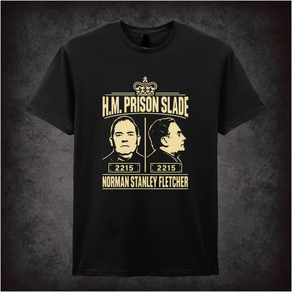 “Norman Stanley Fletcher ‘H.M. Prison Slade’ T-shirt in black from Porridge”