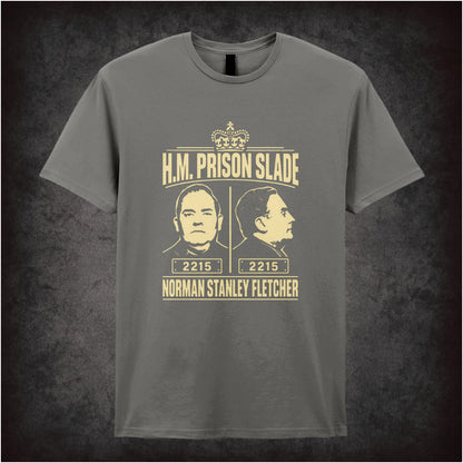 “Norman Stanley Fletcher ‘H.M. Prison Slade’ T-shirt in charcoal from Porridge”