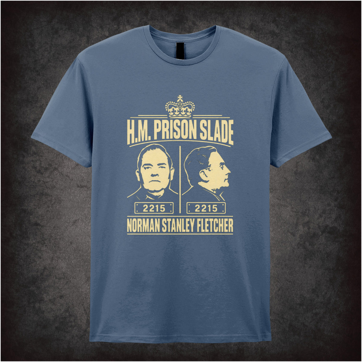 “Norman Stanley Fletcher ‘H.M. Prison Slade’ T-shirt in indigo from Porridge”