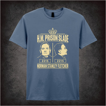 “Norman Stanley Fletcher ‘H.M. Prison Slade’ T-shirt in indigo from Porridge”