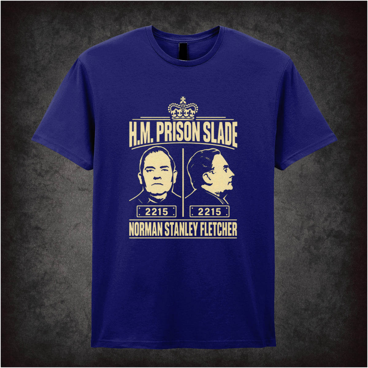 “Norman Stanley Fletcher ‘H.M. Prison Slade’ T-shirt in navy from Porridge”