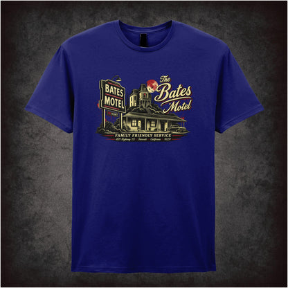 ‘bates motel family friendly service’ quote T-shirt in navy from Psycho