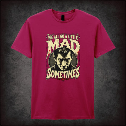 ‘we all go a little mad sometimes’ quote T-shirt in cardinal red from Psycho