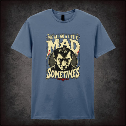 ‘we all go a little mad sometimes’ quote T-shirt in indigo from Psycho