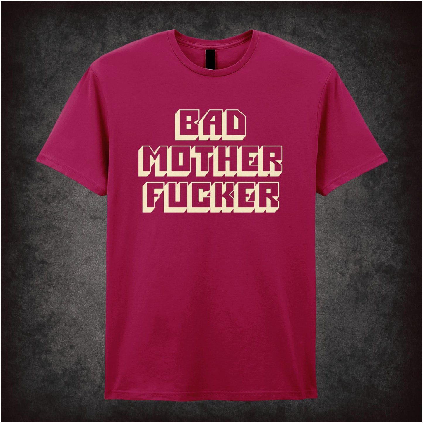 ‘Bad mother fucker’ text T-shirt in cardinal red from Pulp Fiction