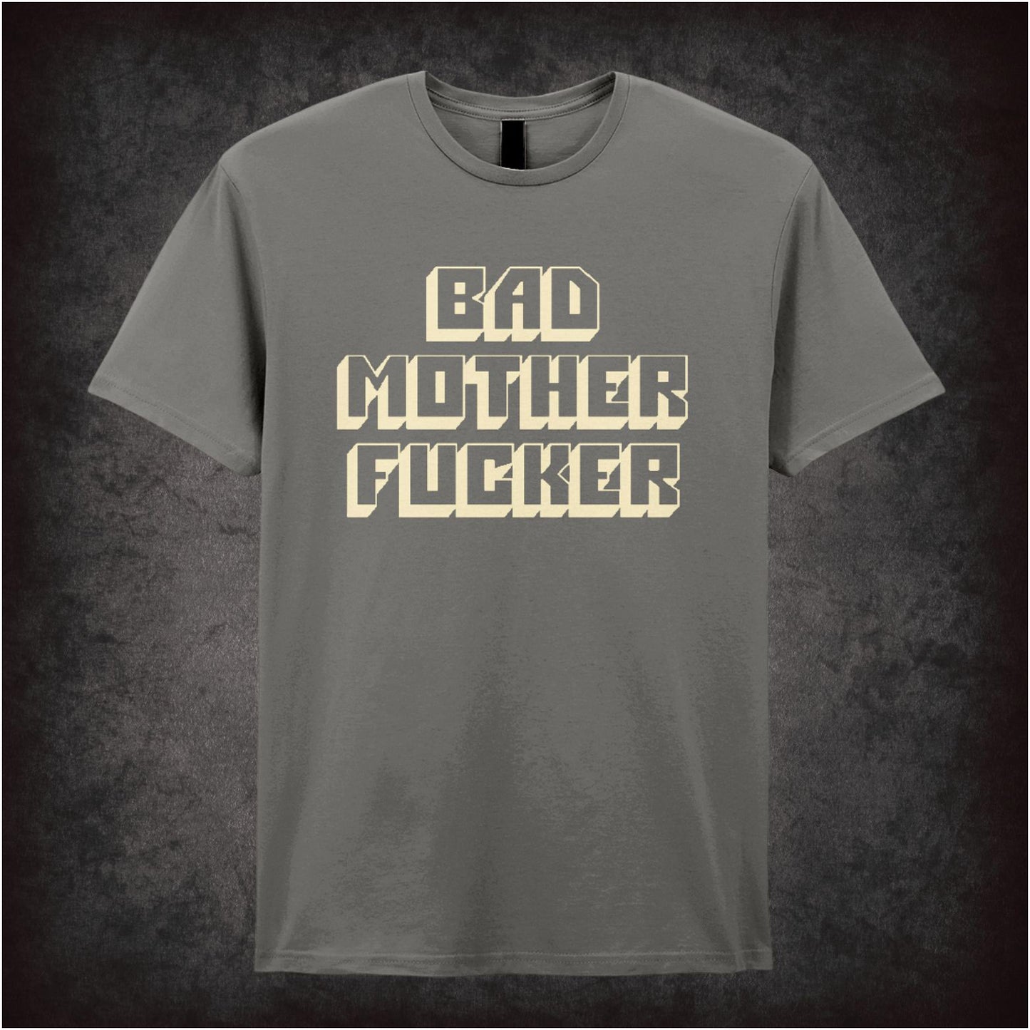 ‘Bad mother fucker’ text T-shirt in charcoal from Pulp Fiction