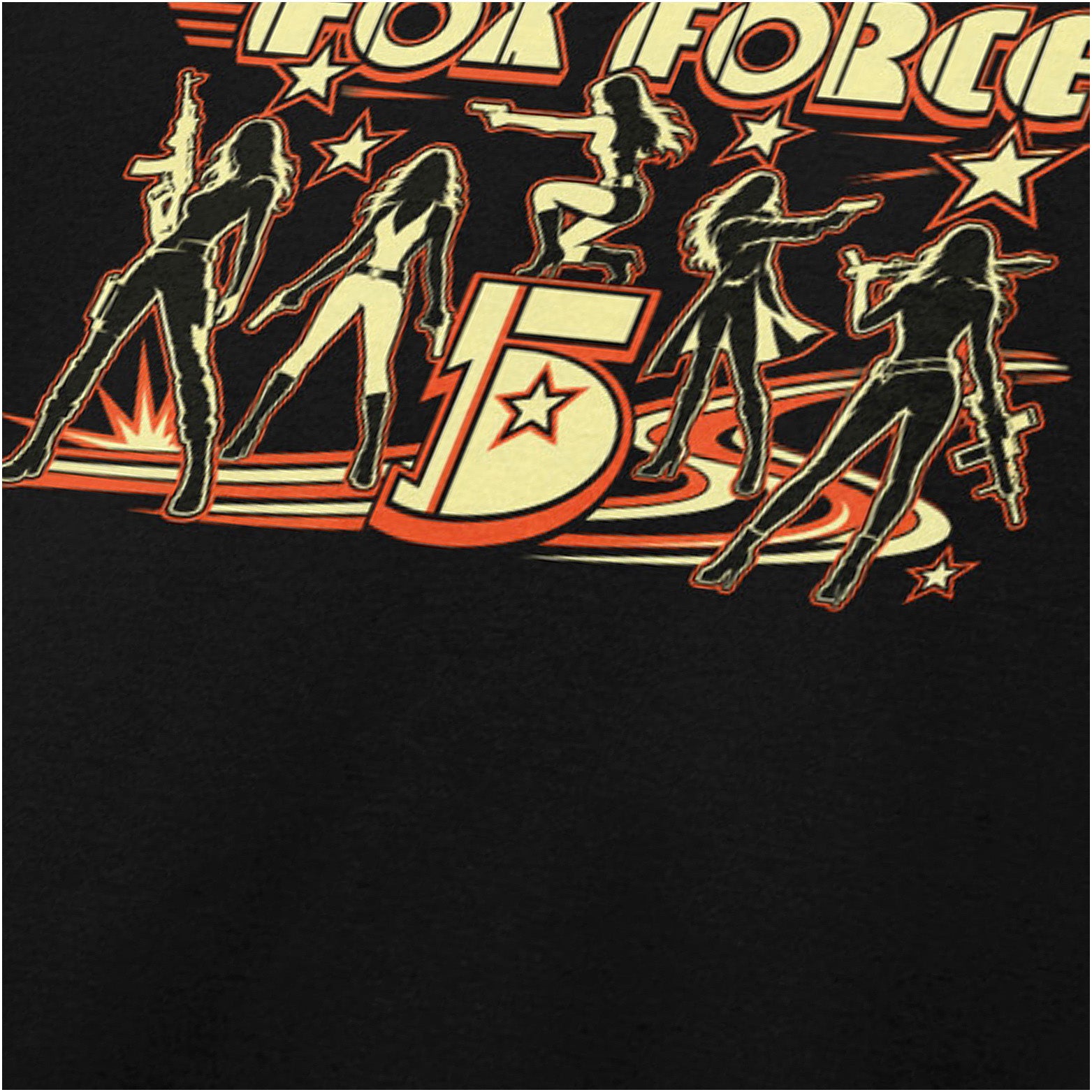 ‘Fox Force Five’ quote close up T-shirt in black from Pulp Fiction