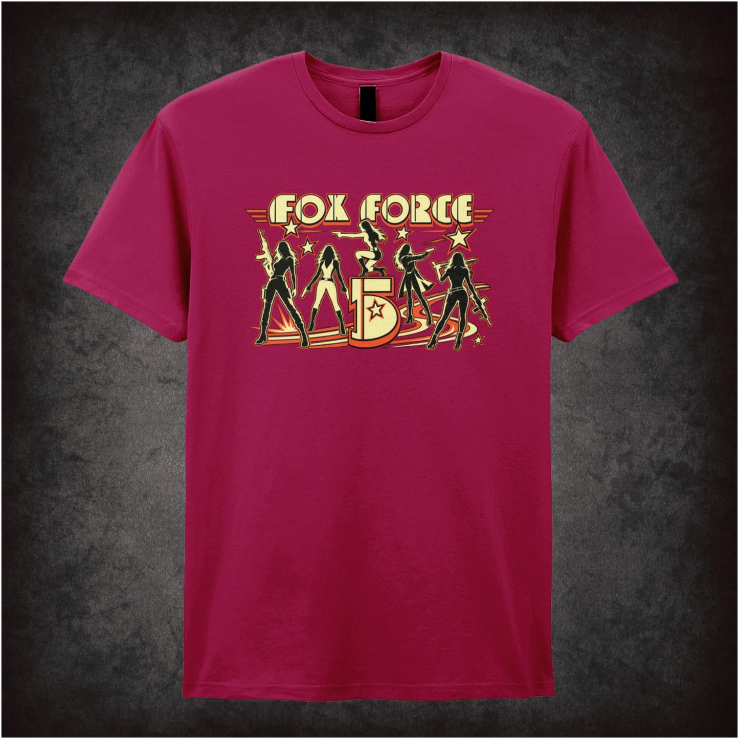 ‘Fox Force Five’ quote T-shirt in cardinal red from Pulp Fiction