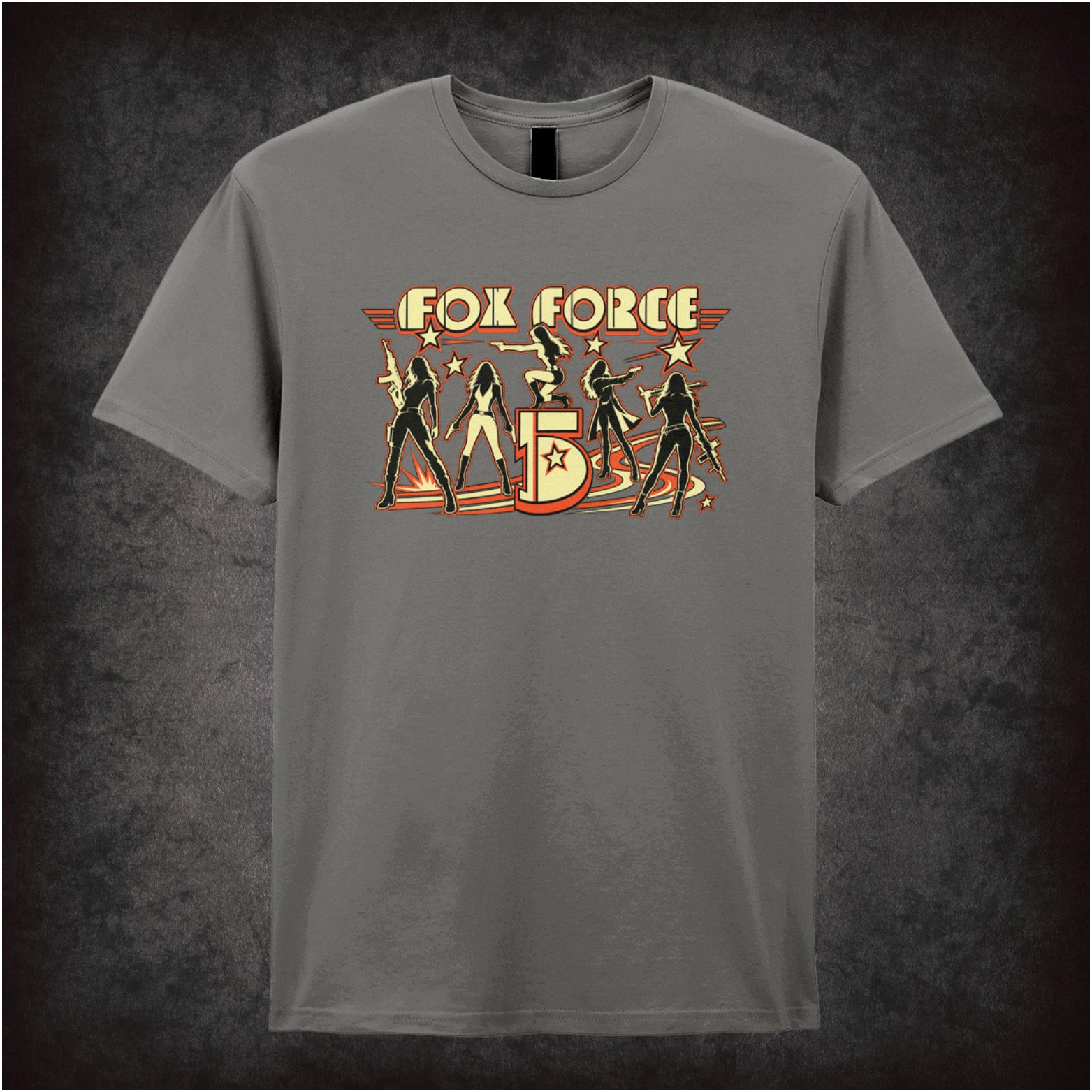 ‘Fox Force Five’ quote T-shirt in charcoal from Pulp Fiction