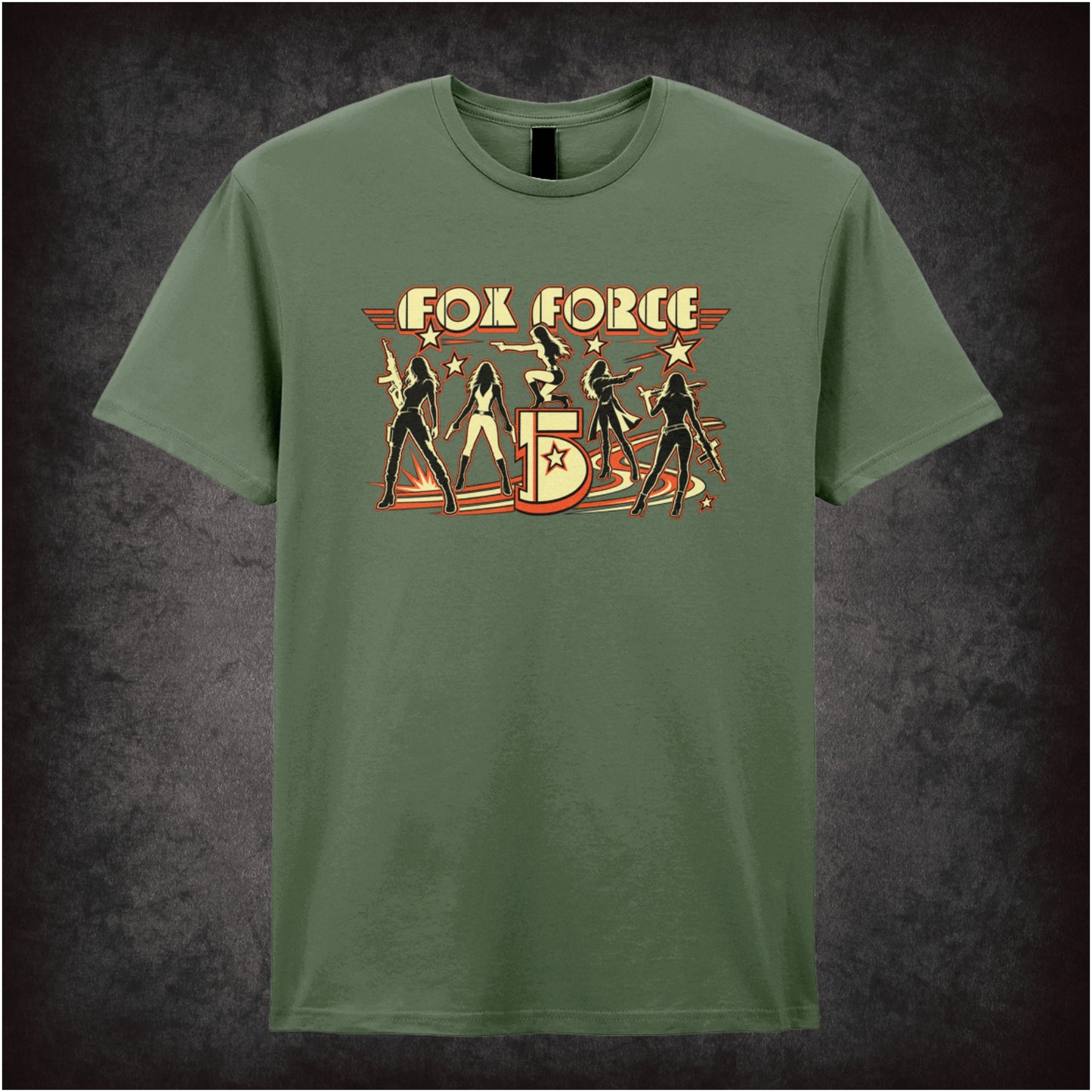 ‘Fox Force Five’ quote T-shirt in military green from Pulp Fiction