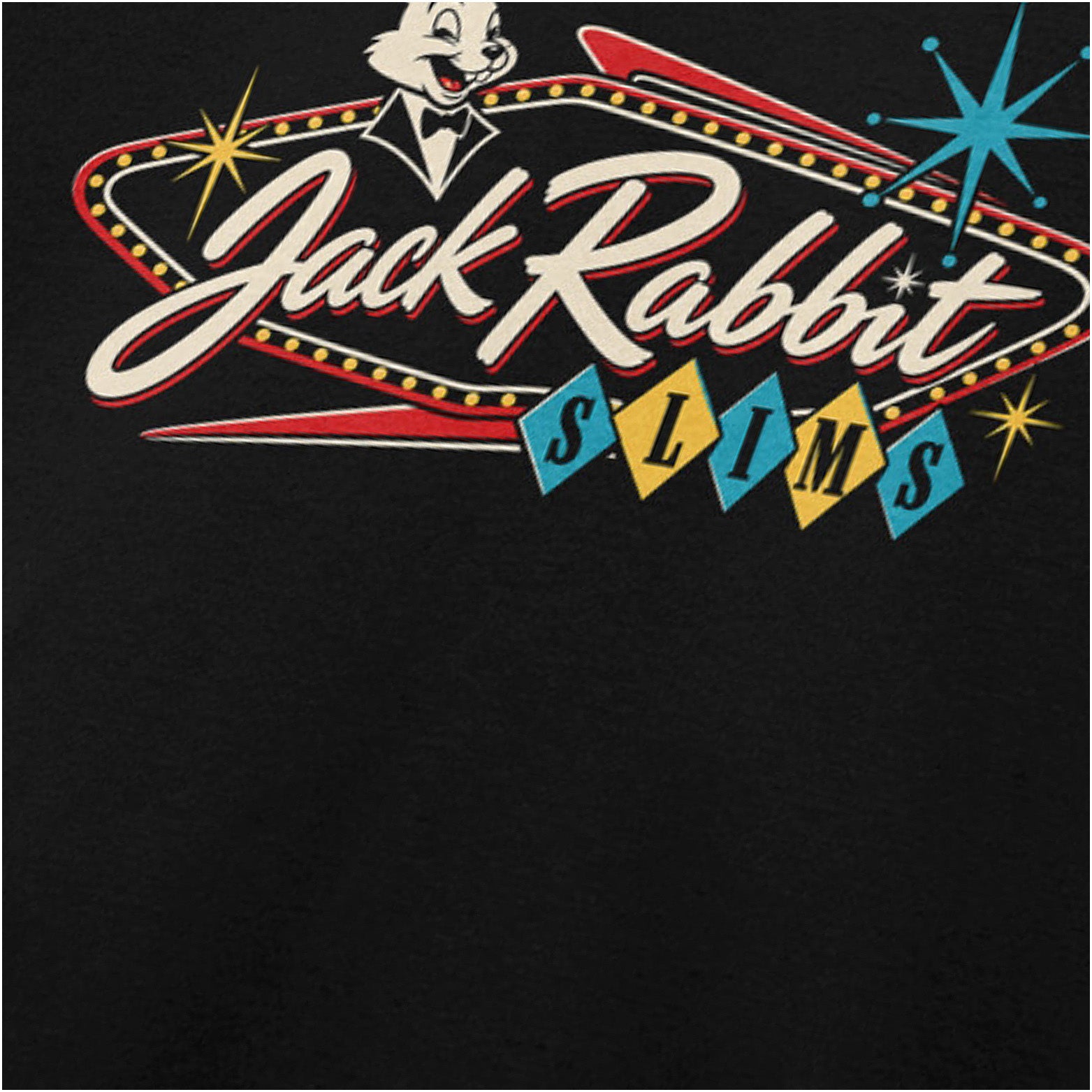 Jack Rabbit Slim's close up T-shirt in black from Pulp Fiction